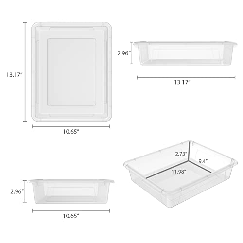 Storex Letter Size Deep Storage Tray – Organizer Bin for Classroom, Office and Home, Transparent, 5-Pack (62566U05C)