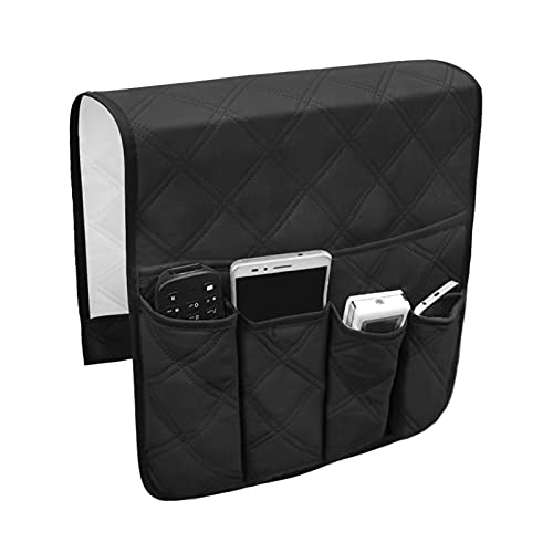 Sofa Armrest Storage Bag, Armchair Side Caddy Hanging Pouch Organizer, 14-Pocket Waterproof Durable Storage Bag, Suitable for Tablets, Phones, Books, Magazine, TV Remote Control (2#Black) - color: 2#Black