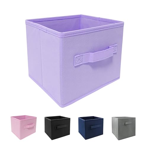 EBIGIC Purple Cube Storage Bins 9.0"x7.5"x7.5" Mini Size Fabirc Foldable Closet Toy Organizer Collapsible Cloth - color: Purple 1Pack, size: 9”x 7.5”x 7.5”