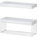 QEEIG White Bathroom Shelves Over Toilet - Wall Mounted Floating Shelves Farmhouse Shelf Toilet Paper Storage Small 16 inch Set of 2 (019-W2) - color: B. White, size: 2pcs
