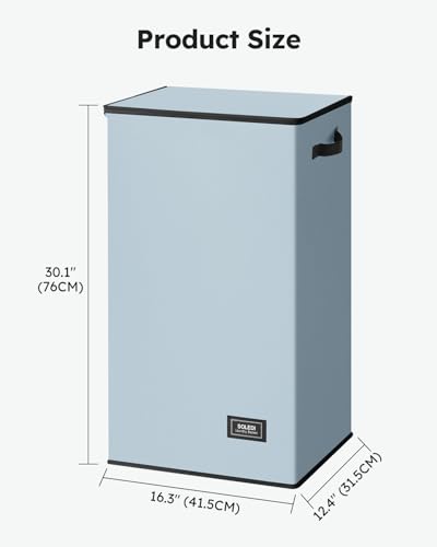 SOLEDI Laundry Hamper with Lid 100L Large & Tall Collapsible Laundry Basket, Clothes Hamper with Bag Removable Easy to Carry, Dirty Hampers for Bedroom, Bathroom, Dorm, College, Blue Grey - color: Bluish-Grey, size: 100L