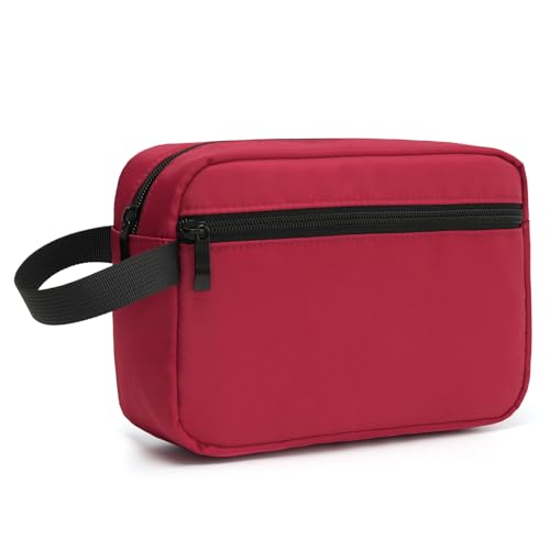 Travel Toiletry Bag, Small Cosmetic Bag, Hanging Water-Resistant Organizer for Men & Women, Ideal for Makeup, Shaving Kit, Gym Essentials & Travel Accessories (Burgundy) - color: Burgundy