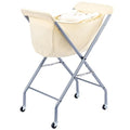 ELYKEN Laundry Cart with Wheels, 32”H Easy Rolling Laundry Hamper with Removable Liner Bag, Sturdy Metal Frame Clothes Basket with 4 Casters and 2 Brakes - color: Creamy, size: 23.2"L x 13"W x 32"H