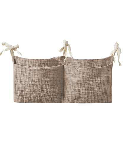 Baby Bedside Hanging Bags Storage Organizer Milk Bottle Toy Crib Baby Nappy-Bag Bed-Bunk Organizing Bag - color: Light Khaki