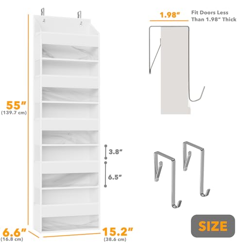 SpaceAid 1 Pack Over The Door Organizer with 5 Large Pockets and 10 Mesh Side Pockets, 5 Layers Door Organizer Hanging with Clear Window for Bedroom, Bathroom, Pantry and Nursery, White - color: White, size: 1 Pack