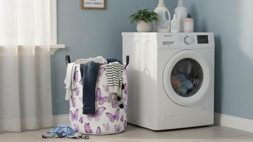 19.7" Laundry Basket,Dirty Clothes Hamper,Waterproof Storage Bin,Room Decor,Gift Baskets,Nursery Hamper(Fluttering Butterfly) - color: Fluttering Butterfly