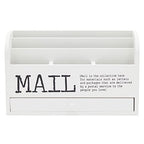 Juvale Wooden 3-Tier Countertop Mail Organizer - Desktop Organizer with Drawer for Paper & Supplies - Wall-Mount Mail Holder for Envelopes & Letters - White, 11 x 7 x 4 in