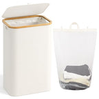 100L Laundry Hamper with Lid, Large Laundry Basket with Bamboo Handles, Clothes Hampers for Laundry with Removable Bag, Dirty Clothes Hampers for Bedroom Aesthetic, Beige - color: Beige