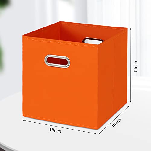 Black Fabric Cubby Storage Bins,13x13x13 Inches ,Cube Organizer Bin Foldable Storage Boxes with Dual Handles Fabric Organizer Box and collapsible Storage basket,Set of 3,Orange - color: Orange, size: 3 Pack