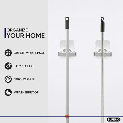 Superio Broom Organizer, Single Plastic Broom & Mop Organizers (Plastic, 8) - size: 8