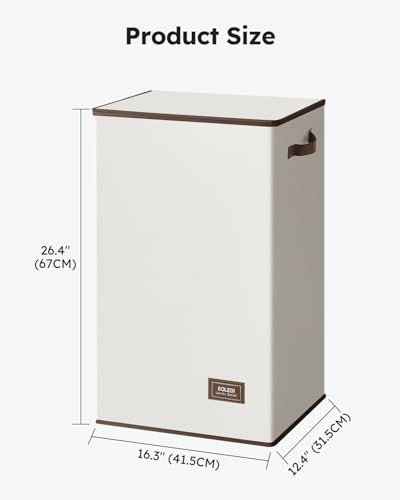 SOLEDI Laundry Hamper with Lid 90L Large & Tall Collapsible Laundry Basket, Clothes Hamper with Bag Removable Easy to Carry, Dirty Hampers for Bedroom, Bathroom, Dorm, College, Beige - color: Off-White, size: 90L