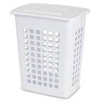 Sterilite Rectangular LiftTop Laundry Hamper with Lid, Handles to Easily Carry Clothes Between the Laundry Room and Bedroom, Plastic, White, 16-Pack - size: 16 Pack