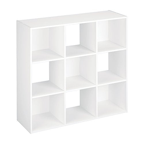 ClosetMaid 9 Cube Laminated Wood Reversible Stackable Open Bookcase Display Shelf Storage Organizer for Home and Office Organization, White - color: White, size: 9-Cube