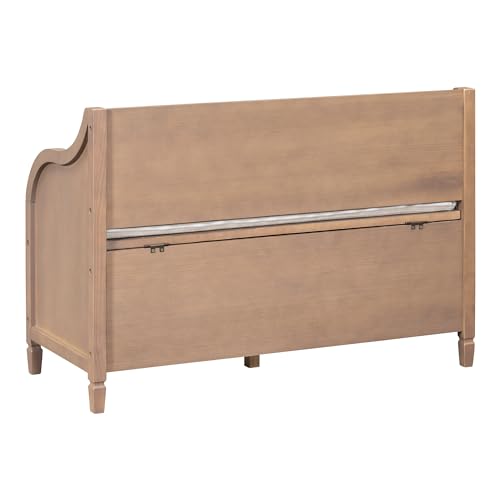 Knocbel Rustic Entry Storage Bench with Hidden Compartments and Removable Cushion, Wooden Entryway Hallway Foyer Shoe Bench Bedroom End of Bed Bench, 250lbs Weight Capacity (Brown) - color: Brown