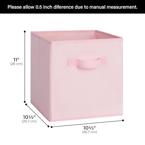 Cupic Cupid 11x11 Storage Cubes, 6 Pack Open Storage Bins with Handles, Storage Cube Organizer for Clothes and Toys, Collapsible Cube Bins for Closet, Shelves, Offices, Pink - color: Pink, size: 11 Inch