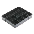 Rubbermaid Extra Deep Desk Drawer Director Tray, Plastic, 11.875 x 15 x 2.5 Inches, Black - size: 7 Section
