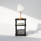 Furinno Just 3-Tier Turn-N-Tube Open Storage Nightstand, 1-Pack, Plastic Poles, Americano/Black - color: Americano/Black, size: 1-Pack, style: 1-Pack