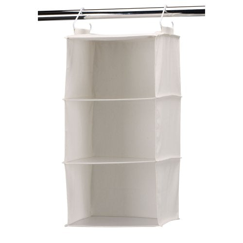 Household Essentials 311342 Hanging Closet Organizer | 3 Pocket Shelves | Natural Canvas - color: Natural