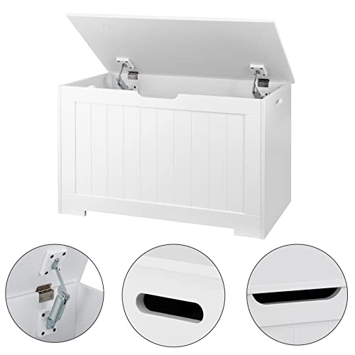 JungleA 30'' Box Storage Chest Trunk, Wooden Storage Bench Organizer Box Shoe Blanket Chest,w/2 Safety Hinges,for Living Room,Bedroom,Entryway(White) - color: White, size: 30''