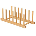 HBlife Bamboo Dish Plate Bowl Cup Book Pot Lid Cutting Board Drying Rack Stand Drainer Storage Holder Organizer Kitchen Cabinet（Keep Dry） - color: Bamboo 6 Slots 1pcs