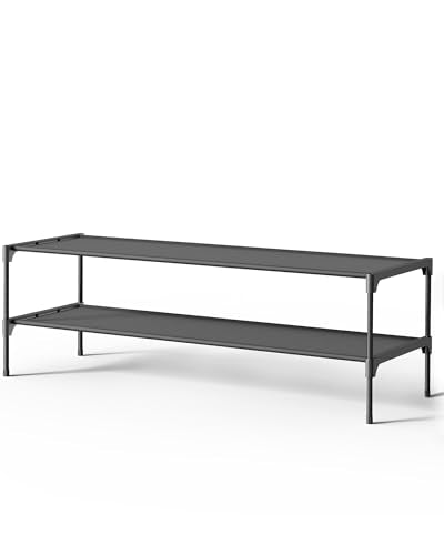 Kitsure Shoe Rack - Non-Woven Shoe Rack Shelf, Shoe Organizer for Closet, Entryway, Garage & Corridor, Stackable Shoe Shelves, 36.2" Wide - 2 Tier, Black - color: Black, size: 36.2" Wide - 2 Tier