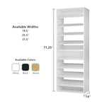 ROOMTEC Modular Closet System, 25.5" Shoe Shelf Closet Tower Wall-Mounted Closet Organizer, Wooden Tower for Walk-In Closets, Wardrobe Storage Kit, White - size: 25.5" Wide, style: Model 9
