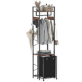 Coat Rack with Laundry Basket, Laundry Hamper Freestanding Hall Tree, Clothes Rack with Storage Shelves, 14.5 Gal Removable Bags on Wheels, Black and Brown JLH005SR - color: Black and Brown