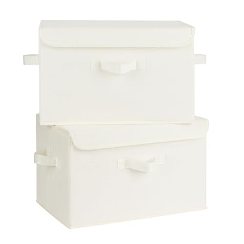 GRANNY SAYS Storage Bins with Lids, Fabric Storage Boxes, Closet Organizers and Storage, Storage Baskets for Shelves, Toy Box, Ivory White, 2-Pack - color: Ivory White, size: Large-2 Pack