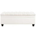 WUTUTUEE 51" Fabric Storage Ottoman Bench, Upholstered Rectangle End of Bed Storage Ottoman Tufted Living Room Bedroom Bench with Safety Hinge, Solid Wood Legs, Loads 500 lb(Beige) - color: Beige-fabric