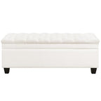 WUTUTUEE 51" Fabric Storage Ottoman Bench, Upholstered Rectangle End of Bed Storage Ottoman Tufted Living Room Bedroom Bench with Safety Hinge, Solid Wood Legs, Loads 500 lb(Beige) - color: Beige-fabric