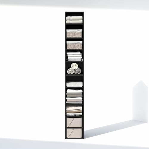 Furinno PASIR 10-Tier Closet Organizers and Storage, Open Shelf, Storage Organizer, 12-Inch Width, for Closet, Bedroom, Blackwood - color: Blackwood, size: 10-Tier; 12"W