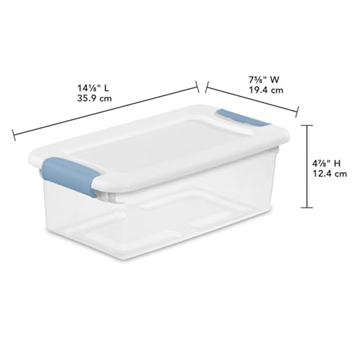 Sterilite 12-Pack Latching Box, Under Bed Storage Bins with Lids, Clear Plastic, 6 Quart - Heavy-Duty Organizing Containers for Closet, Bathroom, and Office - size: 6 Quart, style: 12 Pack