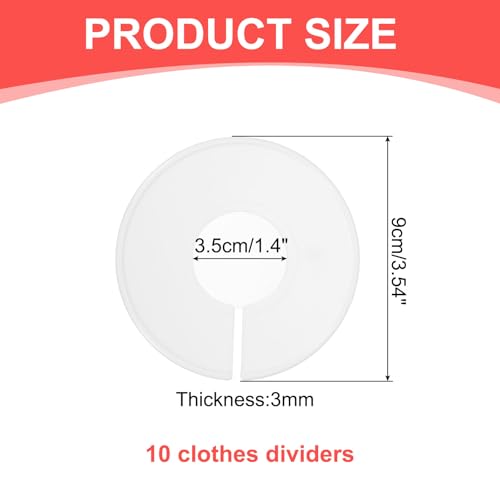 uxcell 10 Pcs Clothes Dividers,Round Closet Rack Dividers Clothing Rack Size Dividers Blank Labels Writable & Reusable for Hanging Clothes Sorting Size, White - color: White