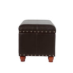 HomePop Espresso Faux Leather Storage Cocktail Bench with Nailhead Trim - color: Espresso Brown