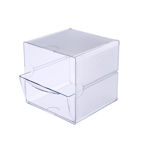 Deflecto Stackable Cube Organizer, Desk and Craft Organizer, 1 Drawer, Clear, Removable Drawer, 6"W x 6"H x 7"D (350801) - style: 1 Drawer