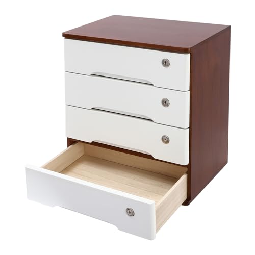 4-Tier Desk Organizer with Lockable Drawers, 8 Keys, Wooden Desktop Storage Box, Categorized Storage Desktop File Cabinet(Walnut) - color: Walnut-4 Tiers
