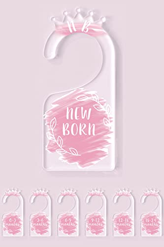 OneDream Baby Closet dividers Hanger separators - Set of 7 Baby Clothes dividers for Closet from Newborn to 24 Months, Acrylic Infant Clothes Divider (Pink) - color: Pink