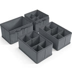 VERONLY Cosmetic Storage Bins Makeup Organizer, Adjustable Multifunction Storage Box Desk Drawer Divider for Makeup Brushes, Bathroom Countertop or Dresser, Set of 4 - style: Gray 4PC