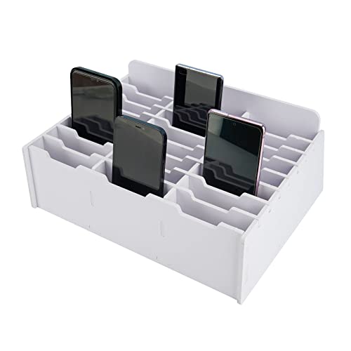 SANFURNEY 24 Slots Cell Phone Storage Box for Classroom Calculator Holder Class Cell Phone Organizer White - color: style-A-24-white