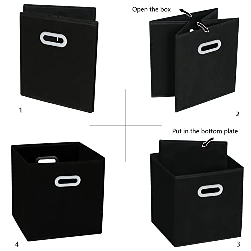 Fabric Cloth Storage Bins,Cube Organizer with Dual Handles Foldable Baskets for Home Bedroom,Set of 3, Black - color: Black, size: 3 Pack