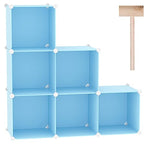 C&AHOME Cube Storage Organizer, 6-Cube Shelves Units, Closet Cabinet, DIY Plastic Modular Book Shelf, Ideal for Bedroom, Living Room, Office, 36.6" L x 12.4" W x 36.6" H Blue UPCS06L - color: Blue
