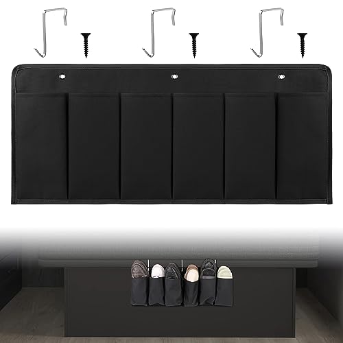 RVZONE RV Shoe Pockets 6 Large Pockets Heavy Hanging Bedside Storage Organizer with Sturdy Hooks for Shoes, Toys and Tools - color: Black, size: Cloth, 1pcs