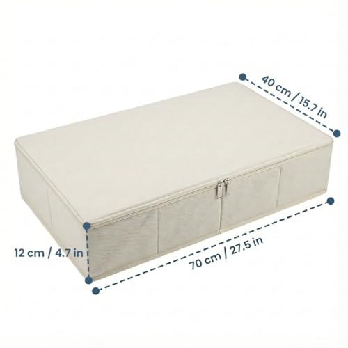 iwill CREATE PRO Foldable Under Bed Storage Box, 70x40x12cm, Fabric Organizer with Zipper Lid & Handles
