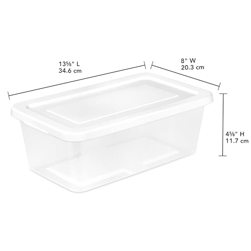 Sterilite 12-Pack 6 Quart Storage Boxes, Stackable Clear Plastic Bins with Snap-On Lids – Heavy-Duty Organizing Containers for Closet, Bathroom, and Office - size: 6 Quart, style: 12 Pack