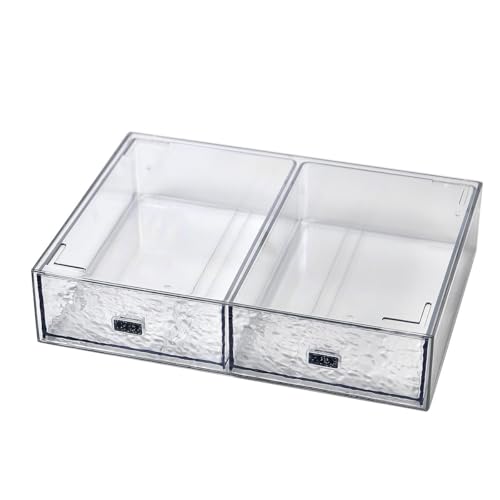 Desk Drawer Organizer, Stackable Plastic Storage Drawer, Grocery Organizer For Stationery/Office Supplies (New Clear, 2 Compartment) - color: New Clear, size: 2drawers
