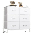 WLIVE White Dresser for Bedroom with 6 Fabric Drawers, Closet Dresser with Metal Frame, Wooden Top, Chest of Drawers for Closet, Living Room, Hallway - color: White