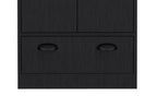 Modern Black Dresser Closet: 1 Door Upper Storage, 2 Shelves, Hanging Tube with 2 Doors, Bottom Drawer - Compact Wardrobe Solution