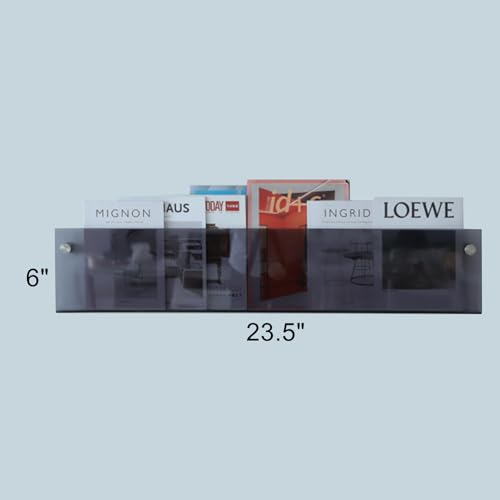 ROYALITA 2-Pack Acrylic Magazine Holder Brochure Holder, 24" Record Holder Magazine Rack, Fashion Hanging Bookshelf Literature Storage Rack for Waiting Room, Living Room, Office, Gray, 24 Inch - color: Grey, size: 24 Inch