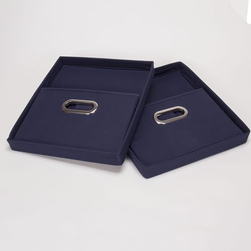 Household Essentials Fabric Storage Boxes with Lids and Handles, Blue (Pack of 8) - color: Navy, size: 2 Count (Pack of 8)