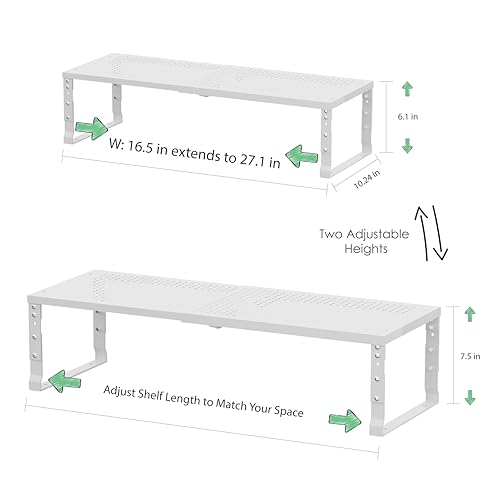 Metal Stackable Expandable Storage Rack, Adjustable Under Sink Shelf & Countertop Space Saving, Heavy-Duty Pantry Storage, Suitable for Kitchens, RV, Bathrooms, Workshops or Offices - color: 1pack/Large/White, size: Large